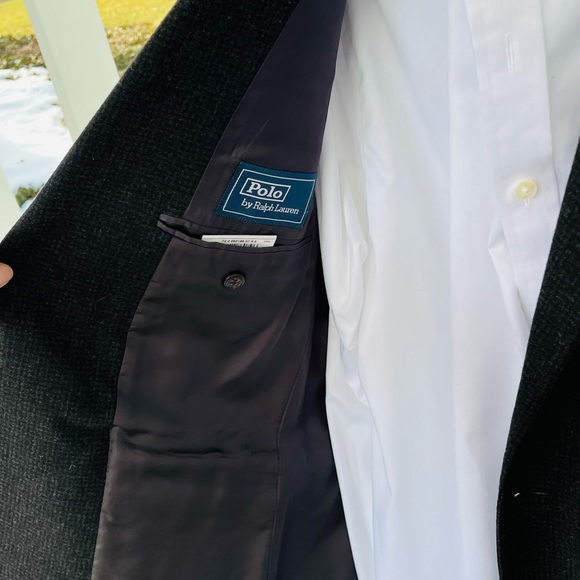 Polo Ralph Lauren Wool Blazer Tweed Grey Black - Picture 7 of 9